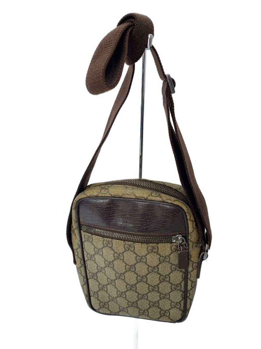 Gucci GG Supreme Leather Shoulder Bag Brown Tan